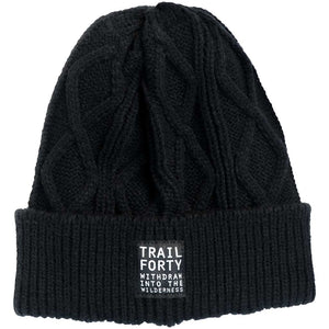Cable Knit Beanie | Black - TRAILFORTY.com